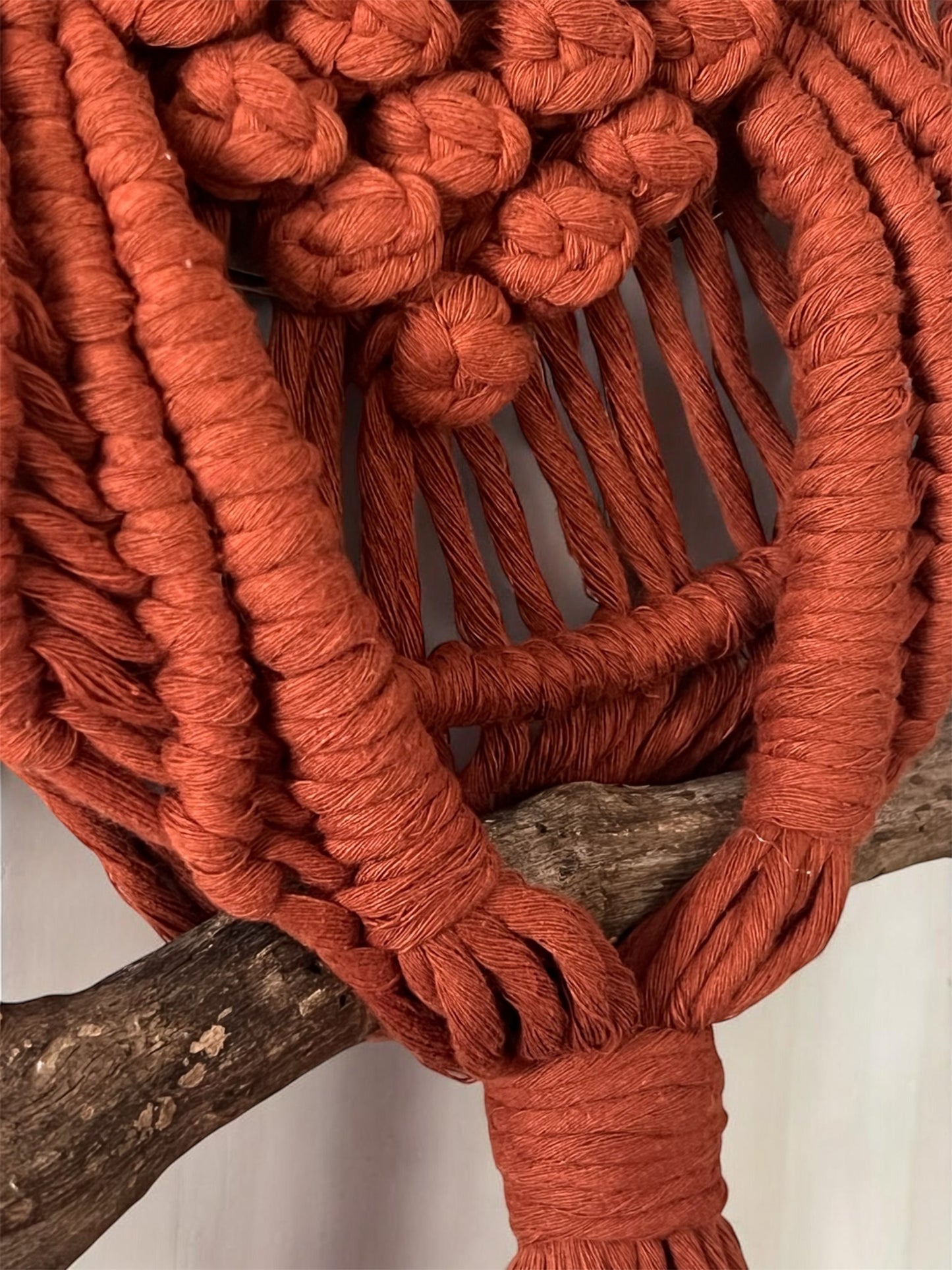 Macrame Owl Wall Hanging | Recycled Lux String & Natural Beads