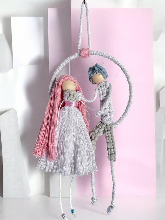 Macramé Couple on a Swing Wall Hanging | Handmade Boho Home Decor