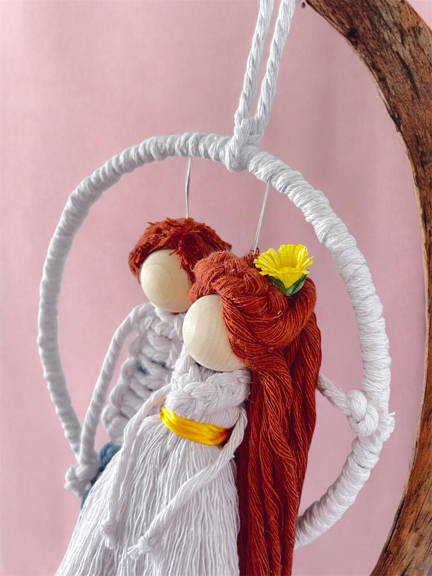 Macramé Couple on a Swing Wall Hanging | Handmade Romantic Boho Decor