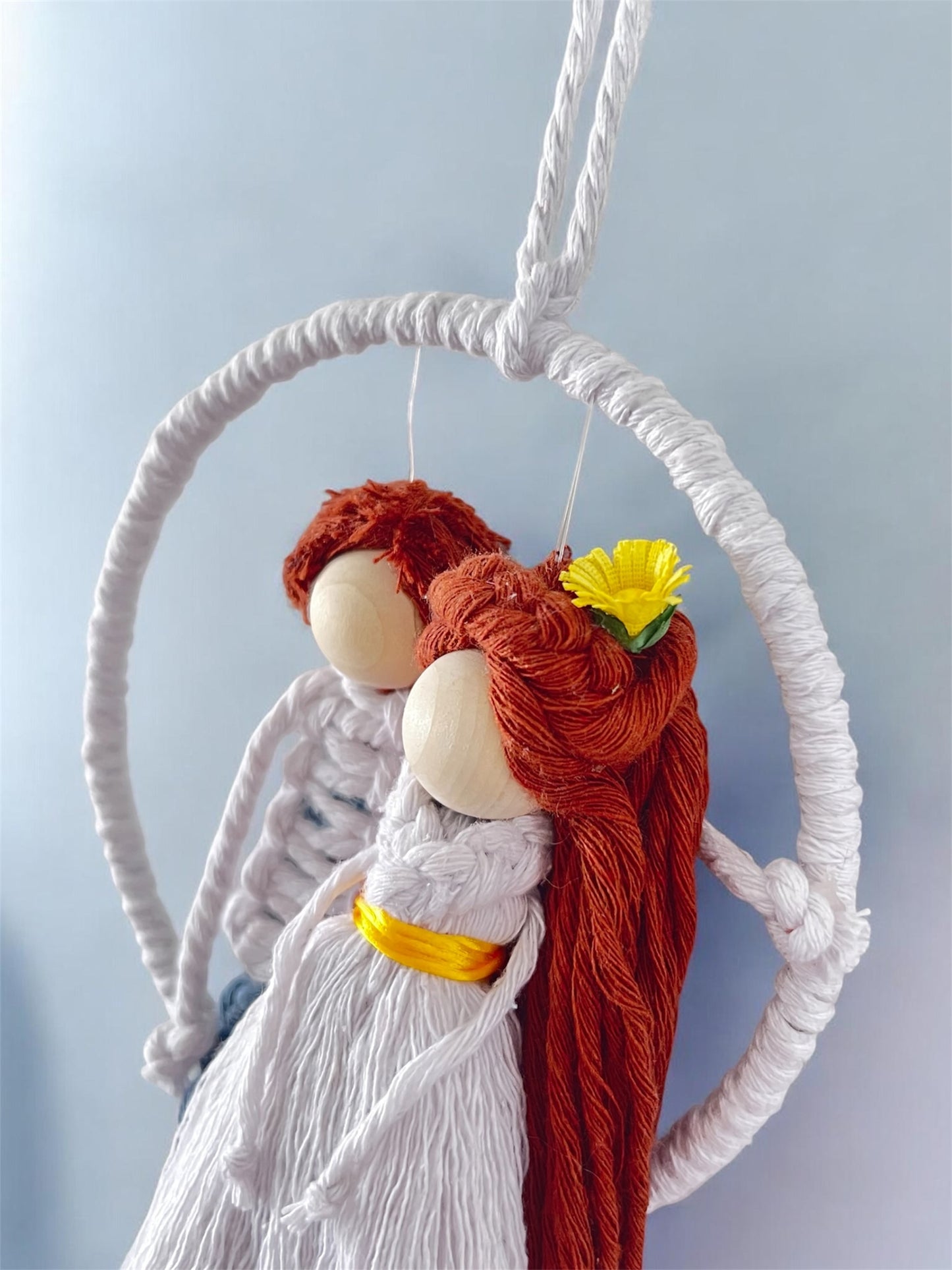 Macramé Couple on a Swing Wall Hanging | Handmade Romantic Boho Decor