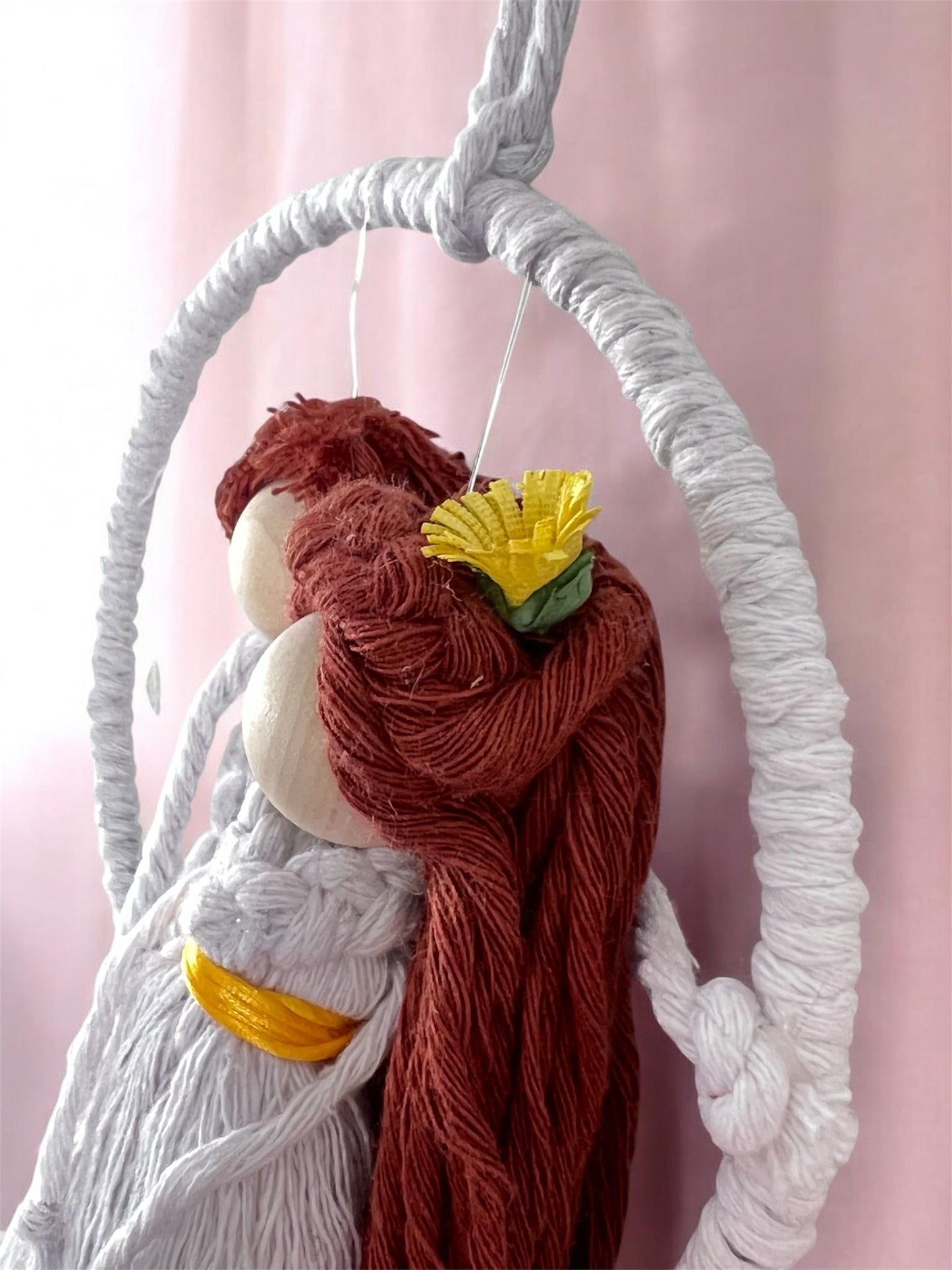 Macramé Couple on a Swing Wall Hanging | Handmade Romantic Boho Decor